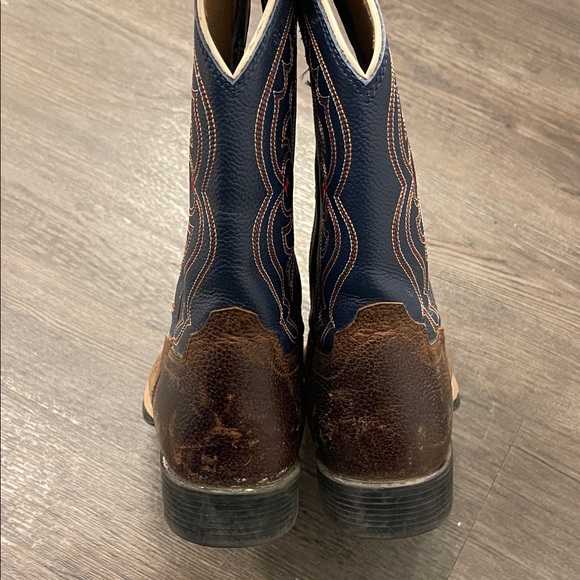 Ariat Boys Rustic Brown and Navy Western Boots - Picture 4 of 12